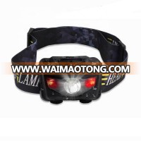 Mini 5W XPE head torch AAA dry battery with red light for running hiking camping cycling